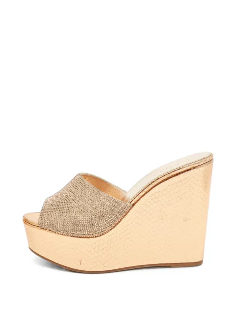 Le Silla crystal python-embossed wedge sandals Gold 1382531