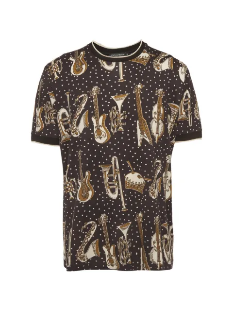 Dolce & Gabbana Pre-Owned musical-instrument-print T-shirt Black 1383282
