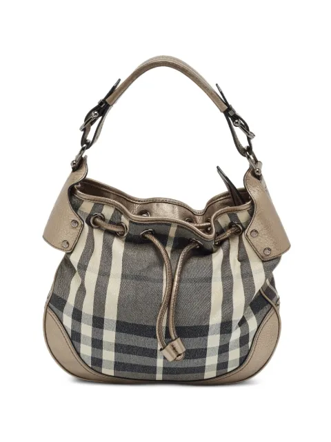 Burberry Pre-Owned check-print drawstring shoulder bag Neutrals 1385513