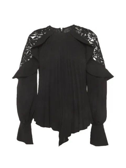 Self-Portrait lace-details pleated blouse Black 1382707