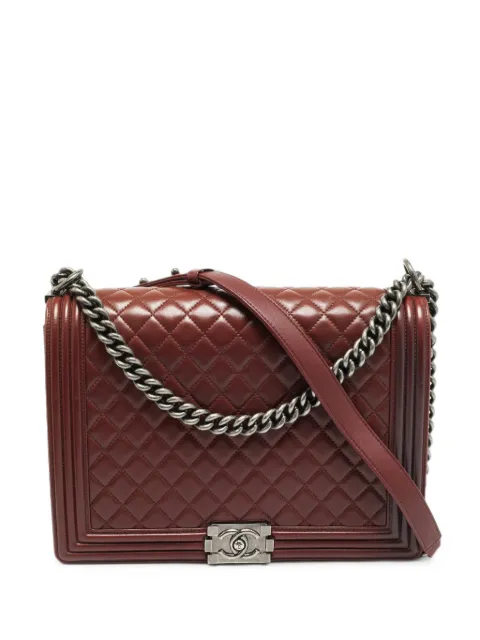 CHANEL Pre-Owned 2012 large Boy Chanel quilted shoulder bag Brown 1275866