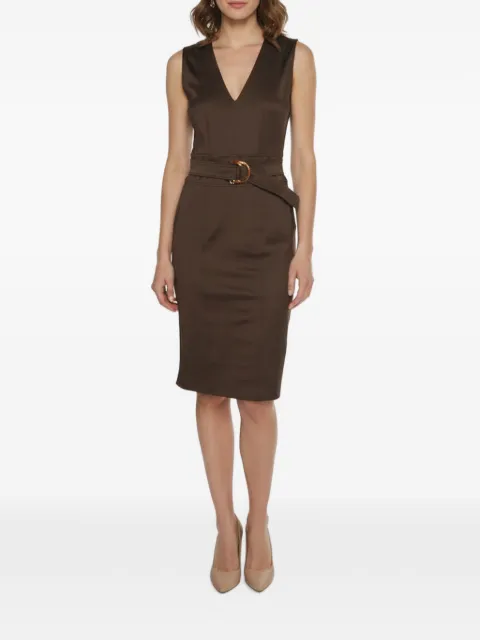 Gucci Pre-Owned V-neck belted midi dress Brown 1388130