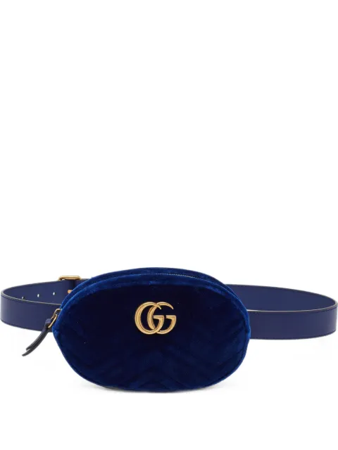 Gucci Pre-Owned GG Marmont matelassé mini belt bag Blue 1388433