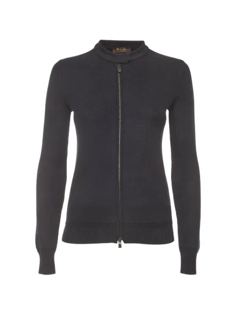 Loro Piana Pre-Owned textured-knit zip-up cardigan Blue 1403483