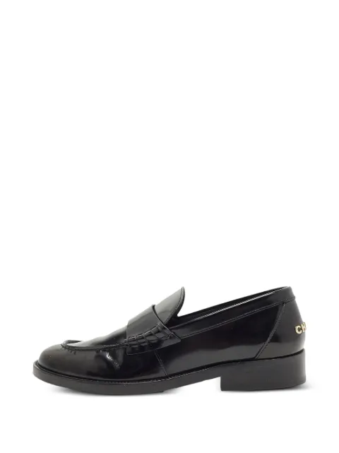 CHANEL Pre-Owned CC moc-toe penny loafers Black 1384445