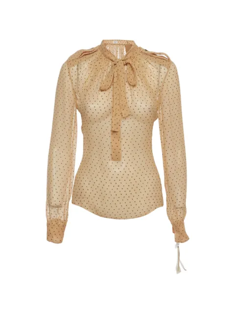Saint Laurent Pre-Owned 2024 tie-neck top Neutrals 1399285