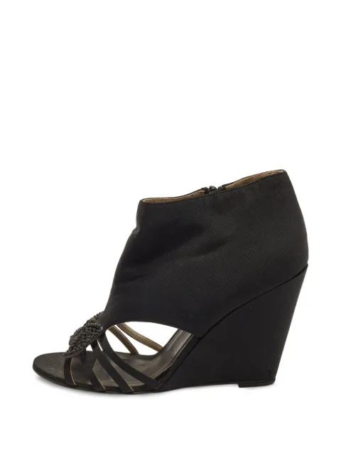CHANEL Pre-Owned bow-embellished wedge sandals Black 1389653