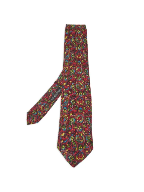 Brioni Vintage graphic-motif silk tie Red 1392879