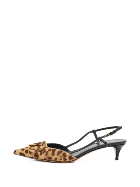 Valentino Garavani Pre-Owned VLogo leopard-print slingback sandals Brown 1393173