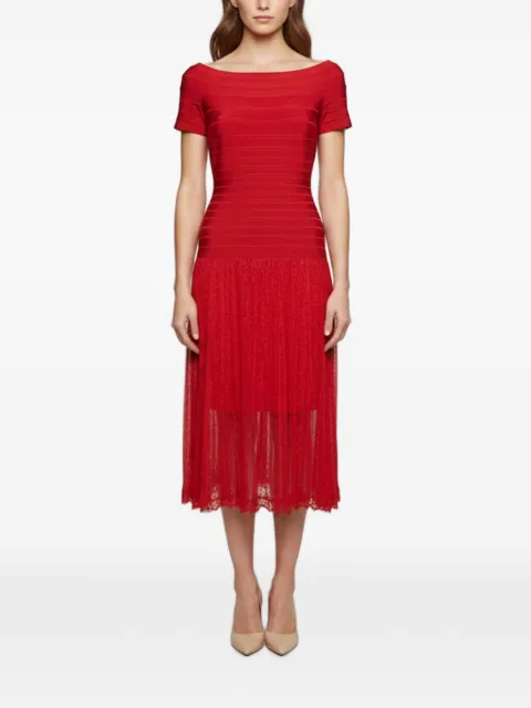 Hervé Léger Pre-Owned Bandage lace midi dress Red 1392853