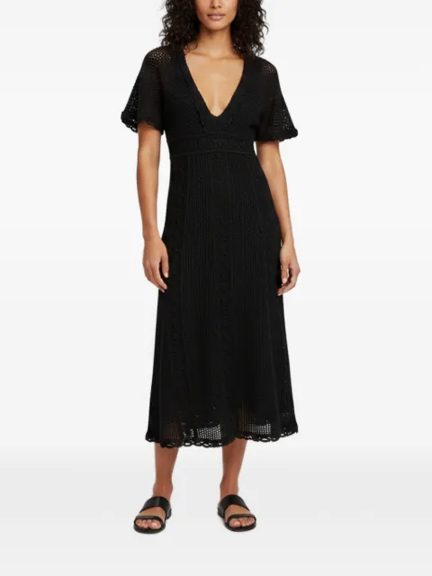 Christian Dior Pre-Owned crochet V-neck midi dress Black 1383695