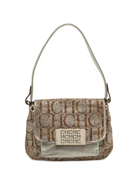 Carolina Herrera Vintage monogram-pattern metallic-effect handbag Silver 1389588