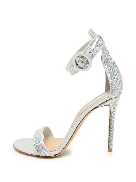Gianvito Rossi Portofino sequin-embellished sandals Silver 1382875