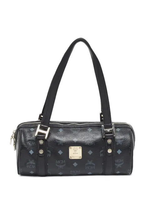 MCM Pre-Owned Visetos barrel tote bag Black 1394719