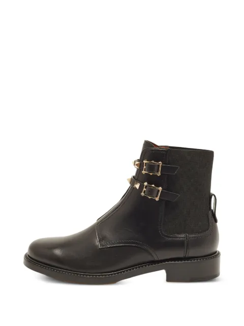 Valentino Garavani Pre-Owned Rockstud buckle ankle boots Black 1394836