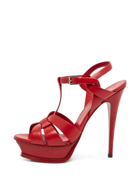 Saint Laurent Pre-Owned Tribute platform sandals Red 1403066