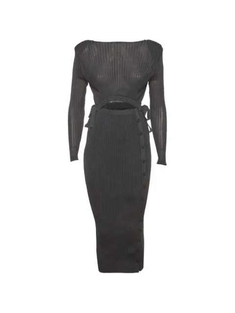 Self-Portrait cut-out rib-knit midi dress Grey 1401433