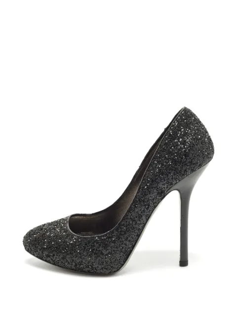 Miu Miu Pre-Owned glitter round-toe pumps Black 1382737