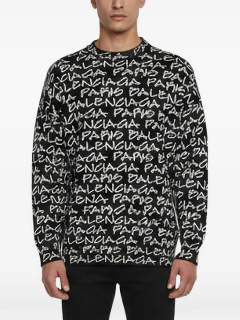 Balenciaga Pre-Owned logo-print intarsia sweater Black 1386099