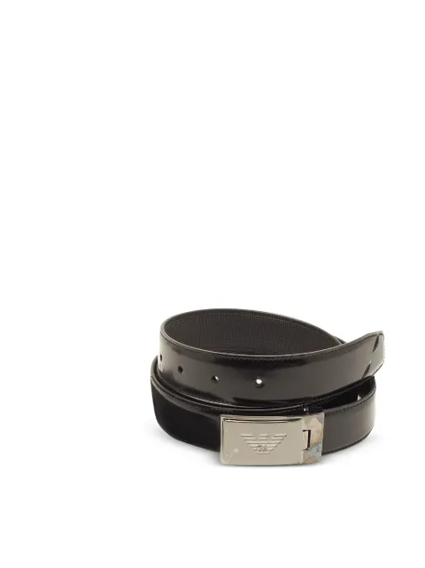 Emporio Armani Pre-Owned logo-plate buckle belt Black 1403385