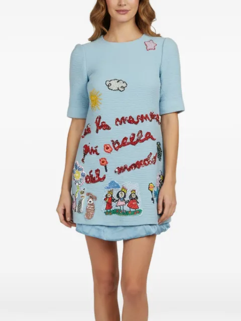 Dolce & Gabbana Pre-Owned FW 2022 Viva La Mamma embroidered mini dress Blue 1387673