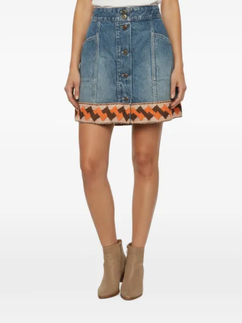 Valentino Garavani Pre-Owned embroidered button-front mini skirt Blue 1387213