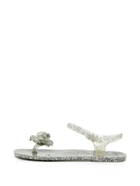 CHANEL Pre-Owned Camellia glitter sandals Grey 1383967