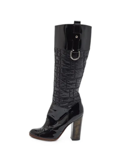 Dolce & Gabbana Pre-Owned quilted patent knee high boots Black 1382470