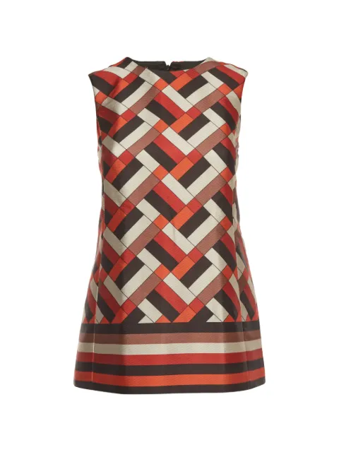 Carolina Herrera Vintage geometric-print mini dress Brown 1383570