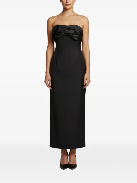 Magda Butrym strapless rose-detail midi dress Black 1380995