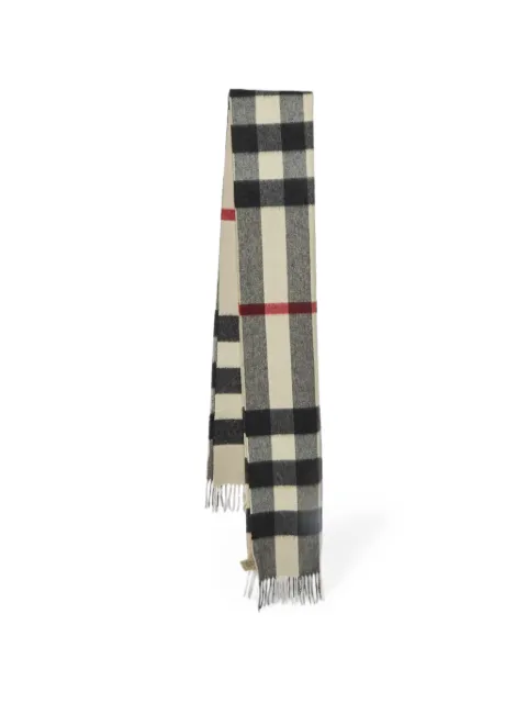Burberry Pre-Owned Nova Check fringed scarf Neutrals 1392966