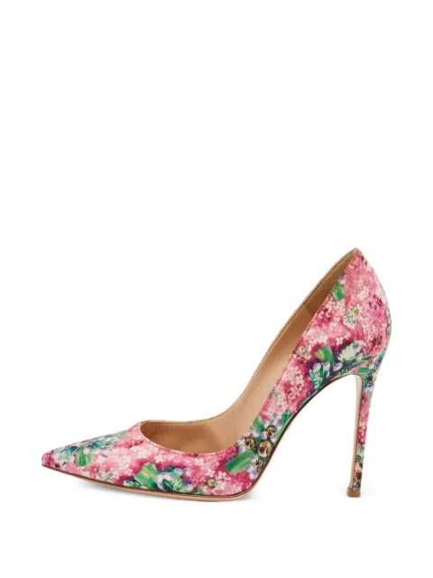 Gianvito Rossi floral-print pointed-toe pumps Pink 1383276