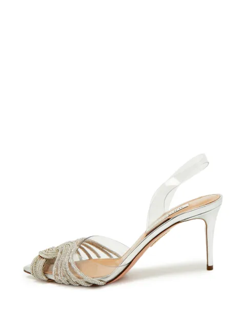 Aquazzura Gatsby crystal-embellished slingback pumps Silver 1389711