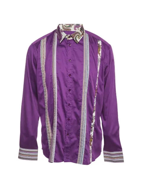 Etro Pre-Owned striped pin-tucked shirt Purple 1380680