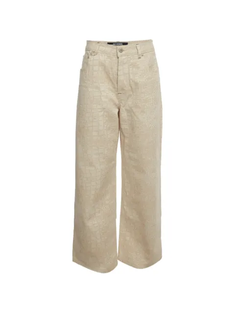 Jacquemus Pre-Owned Le de-Nîmes crocodile-effect jeans Neutrals 1397211
