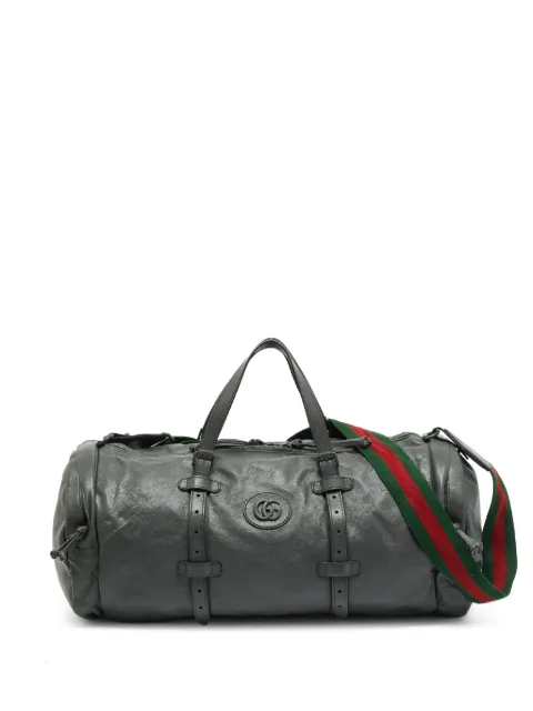 Gucci Pre-Owned logo-plaque duffel travel bag Grey 1381009