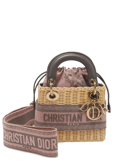 Christian Dior Pre-Owned 2023 mini Lady Dior wicker tote bag Neutrals 1403453