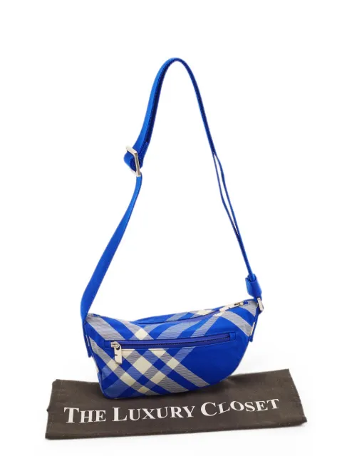 Burberry Pre-Owned Shield zip check-pattern crossbody bag Blue 1395177