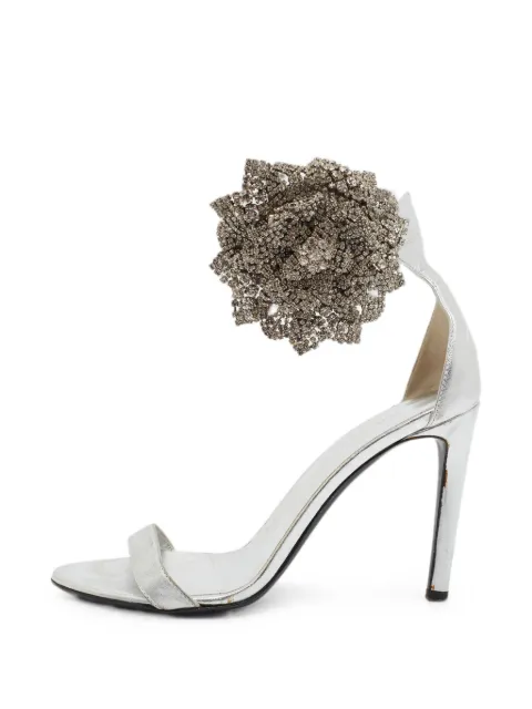 Giuseppe Zanotti Vintage flower-embellished ankle-strap sandals Silver 1388251