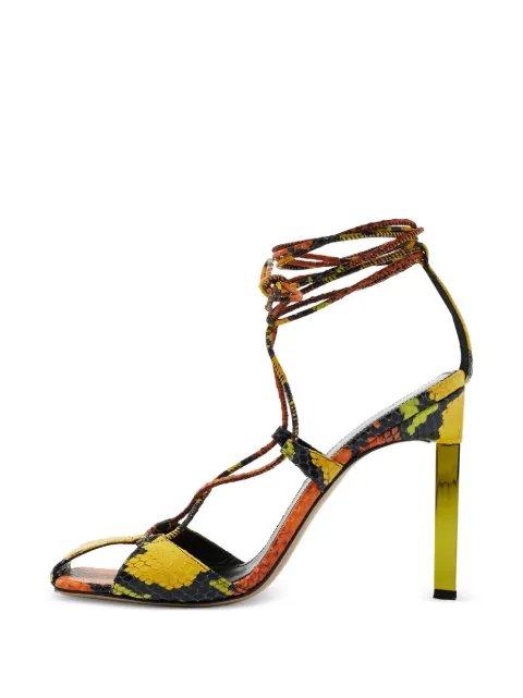 The Attico Adele python-embossed sandals Yellow 1383948