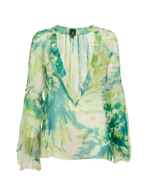 Just Cavalli Vintage printed sheer top Green 1148825