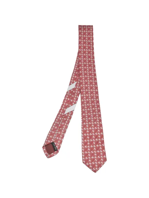 Ferragamo Pre-Owned link-print skinny tie Red 1382322
