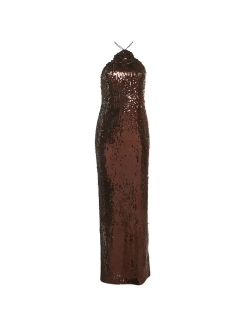 Magda Butrym sequin-embellished halter-neck maxi dress Brown 1379940