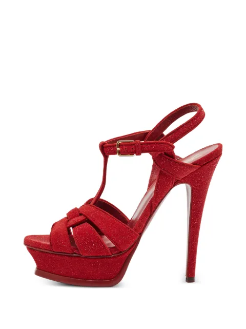 Saint Laurent Pre-Owned Tribute platform sandals Red 1383521