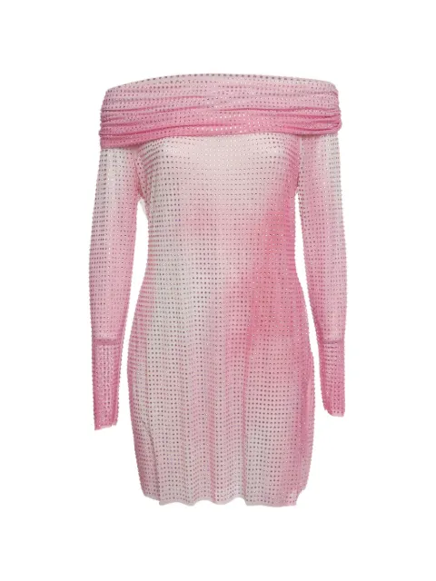 Self-Portrait rhinestone-embellished off-shoulder dress Pink 1398635