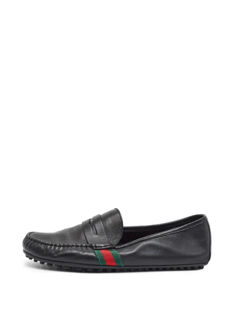 Gucci Pre-Owned Driver Web-stripe loafers Black 1394345