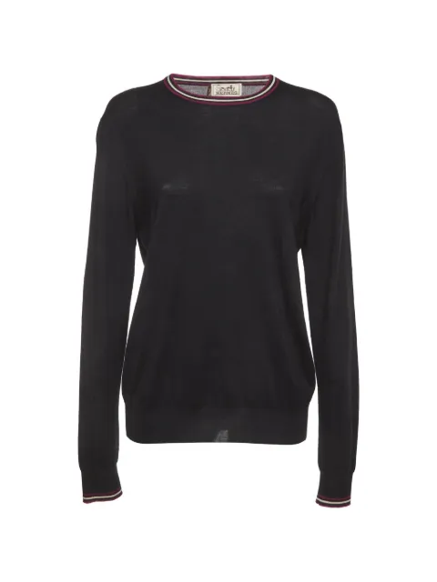Hermès Pre-Owned Contrast-trim knit sweater Black 1386474