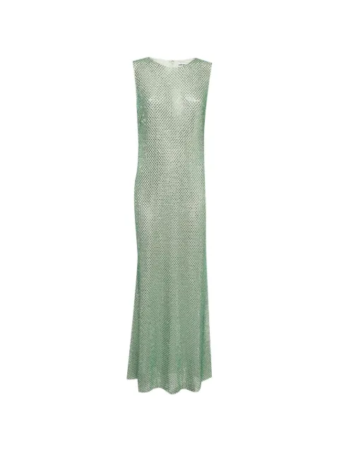 Self-Portrait crystal-embellished mesh midi dress Green 1386921