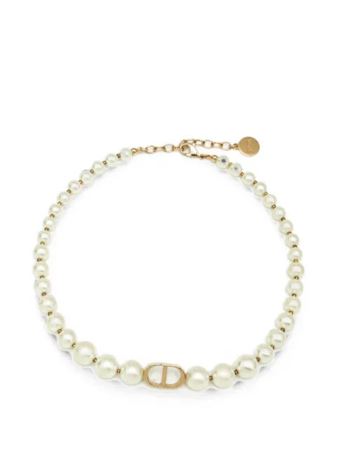 Christian Dior Pre-Owned 30 Montaigne CD faux-pearl choker necklace Gold 1383261