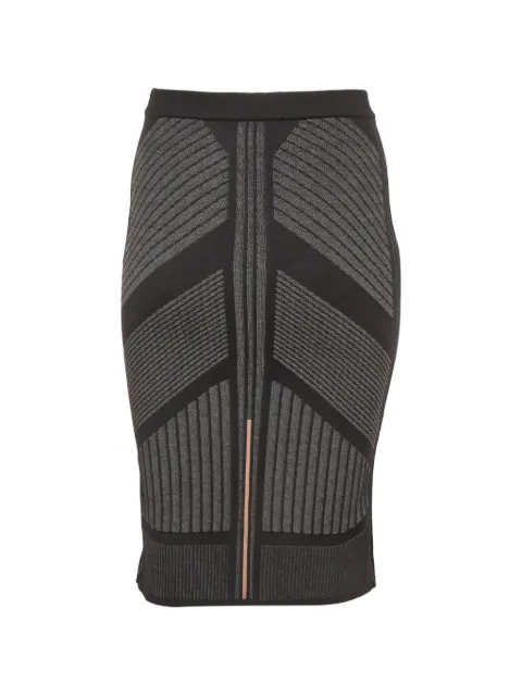 Prada Pre-Owned geometric intarsia-knit midi skirt Black 1382859